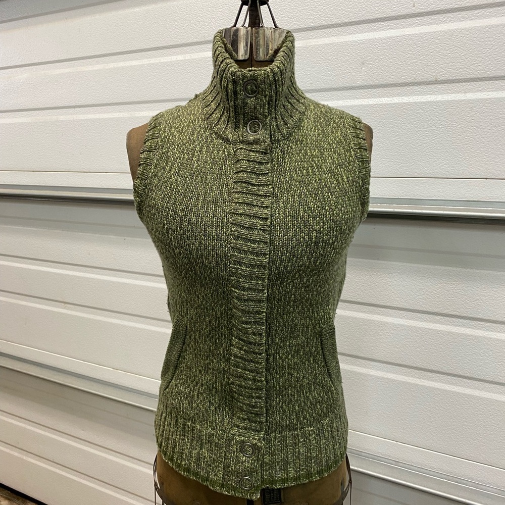Women’s Smartwool Sweater Vest Green Knit Merino Wool Medium
